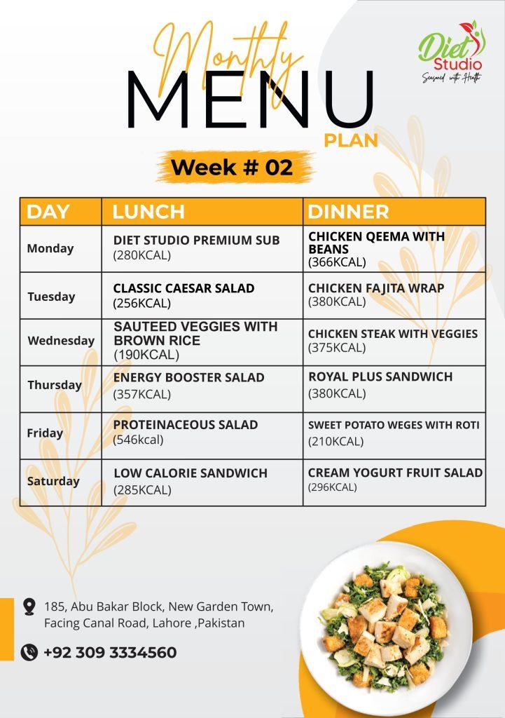Monthly Menu Plan 2nd week
