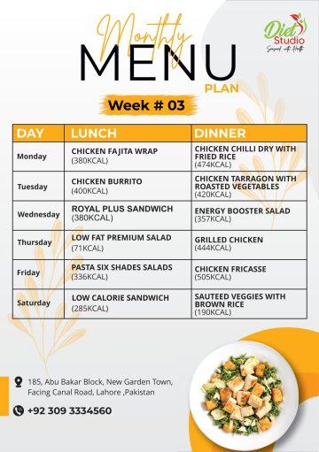 Monthly Menu Plan 3rd week